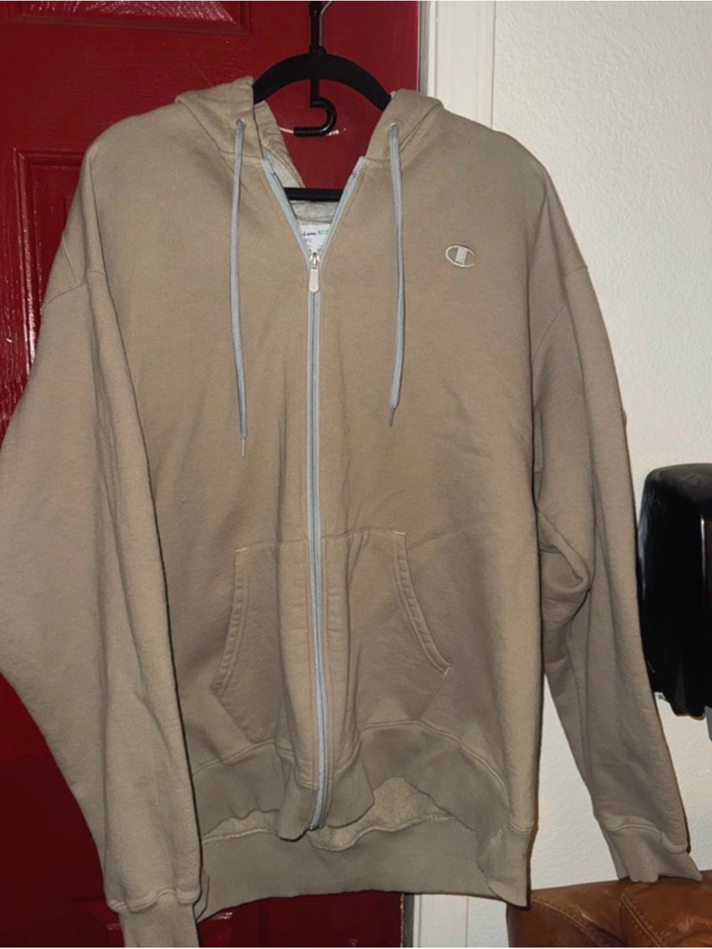 Champion Men’s Tan Full-Zip Hoodie Sweatshirt 2xl